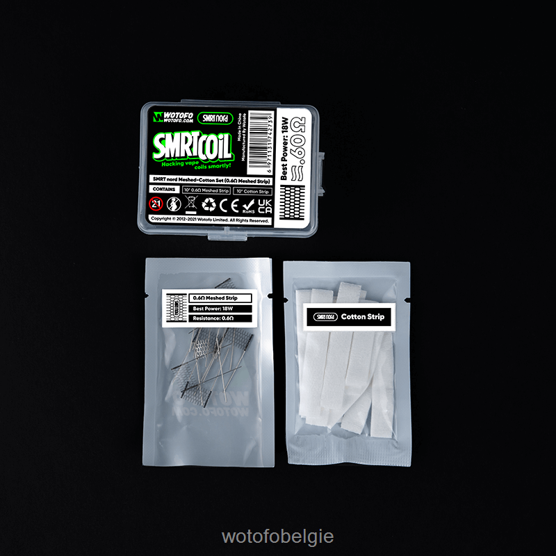 Wotofo SMRT nord mesh-katoenen set 0,6 ohm gaas + katoen - Wotofo België 04BBX350