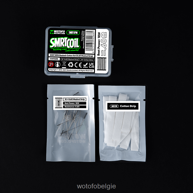 Wotofo SMRT rpm mesh-katoen set 0,6 ohm gaas + katoen - Wotofo Shop 04BBX365